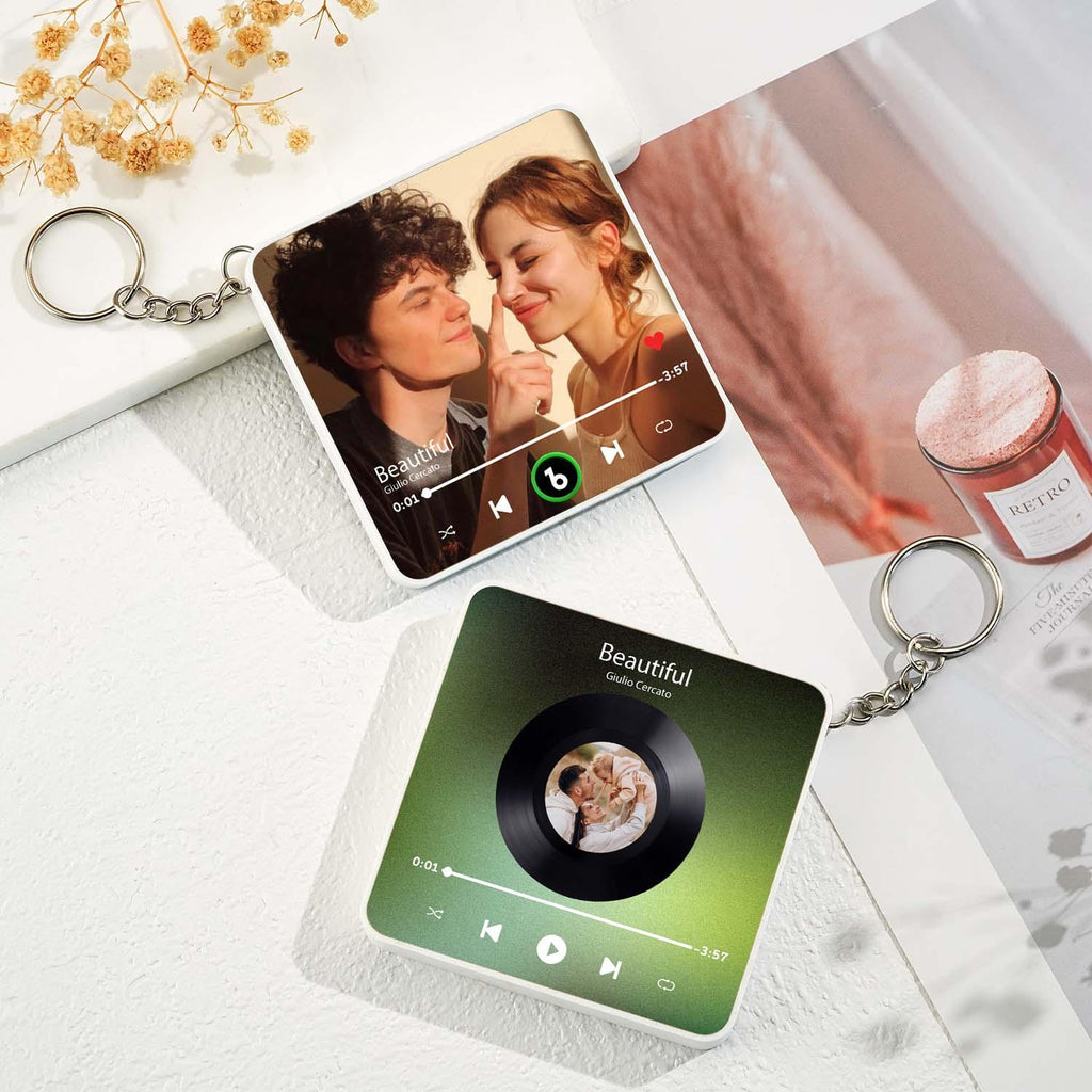 Personalized Photo Music Keychain Bluetooth Music Box Bag Charm That Plays Music Without Cell Phone Anniversary Gifts