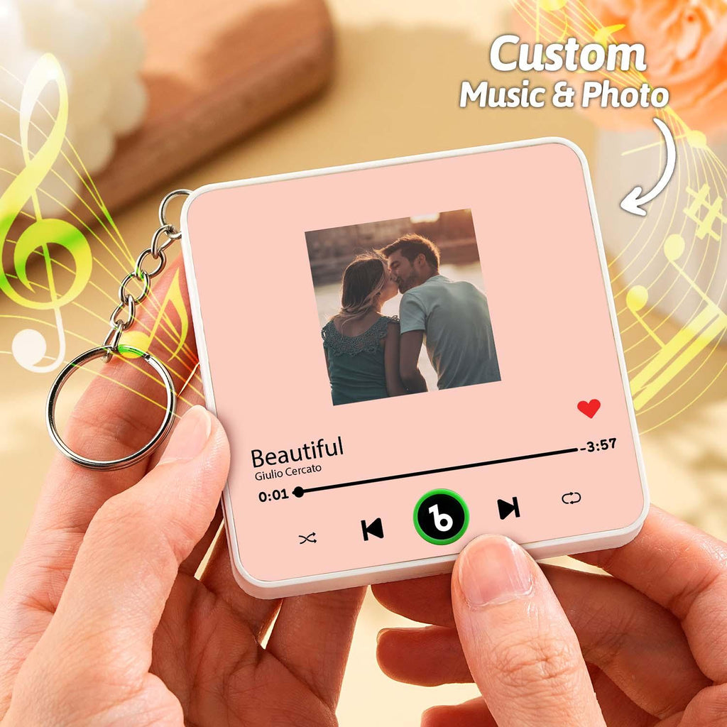 Personalized Photo Music Keychain Bluetooth Music Box Bag Charm That Plays Music Without Cell Phone Anniversary Gifts