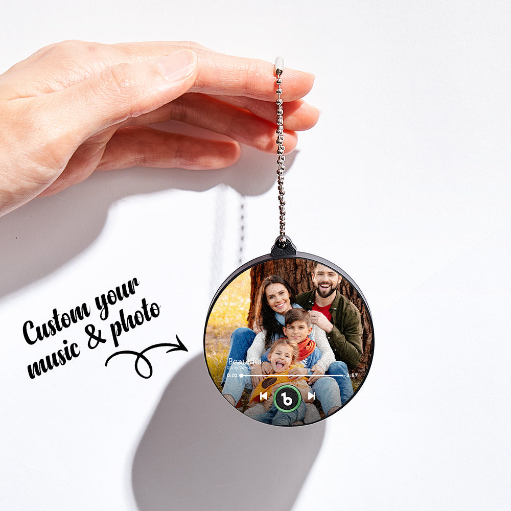 Custom Photo Music Keychain Music Box Bag Charm That Plays Music Without Cell Phone Family Gifts