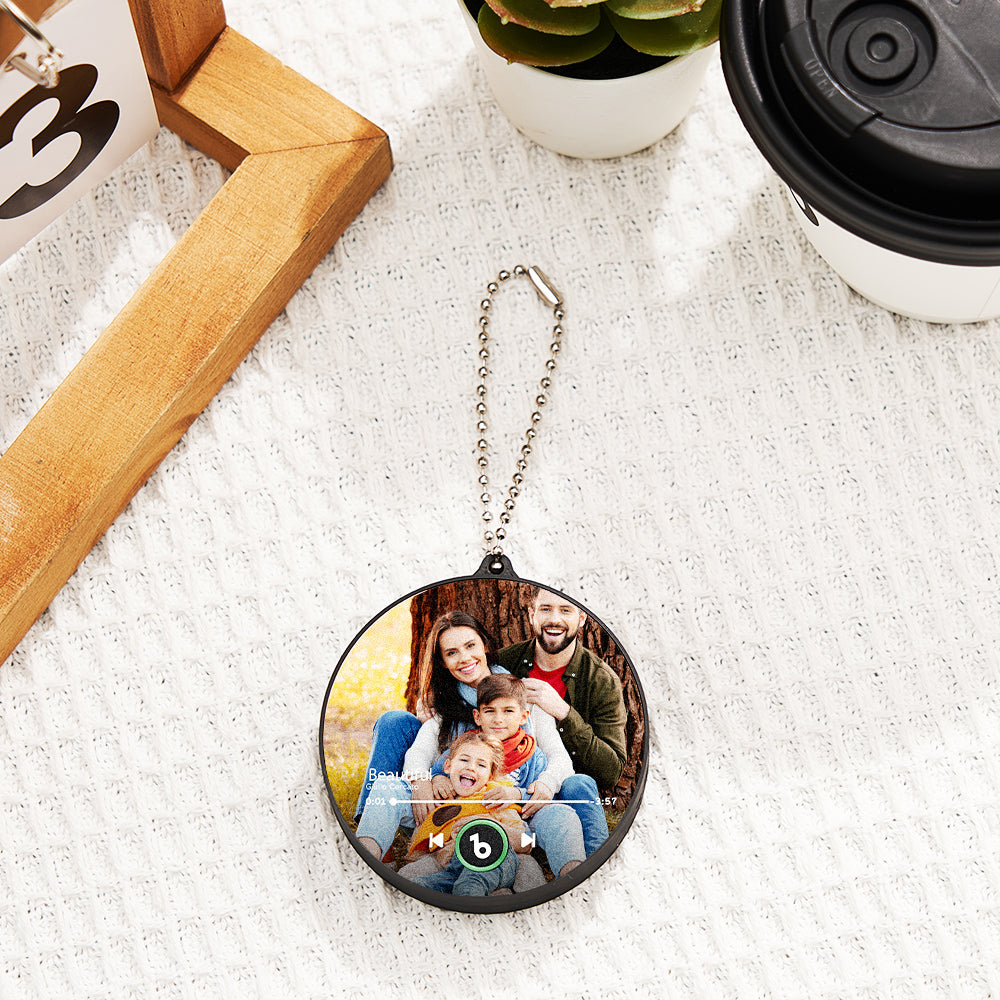 Custom Photo Music Keychain Music Box Bag Charm That Plays Music Without Cell Phone Family Gifts
