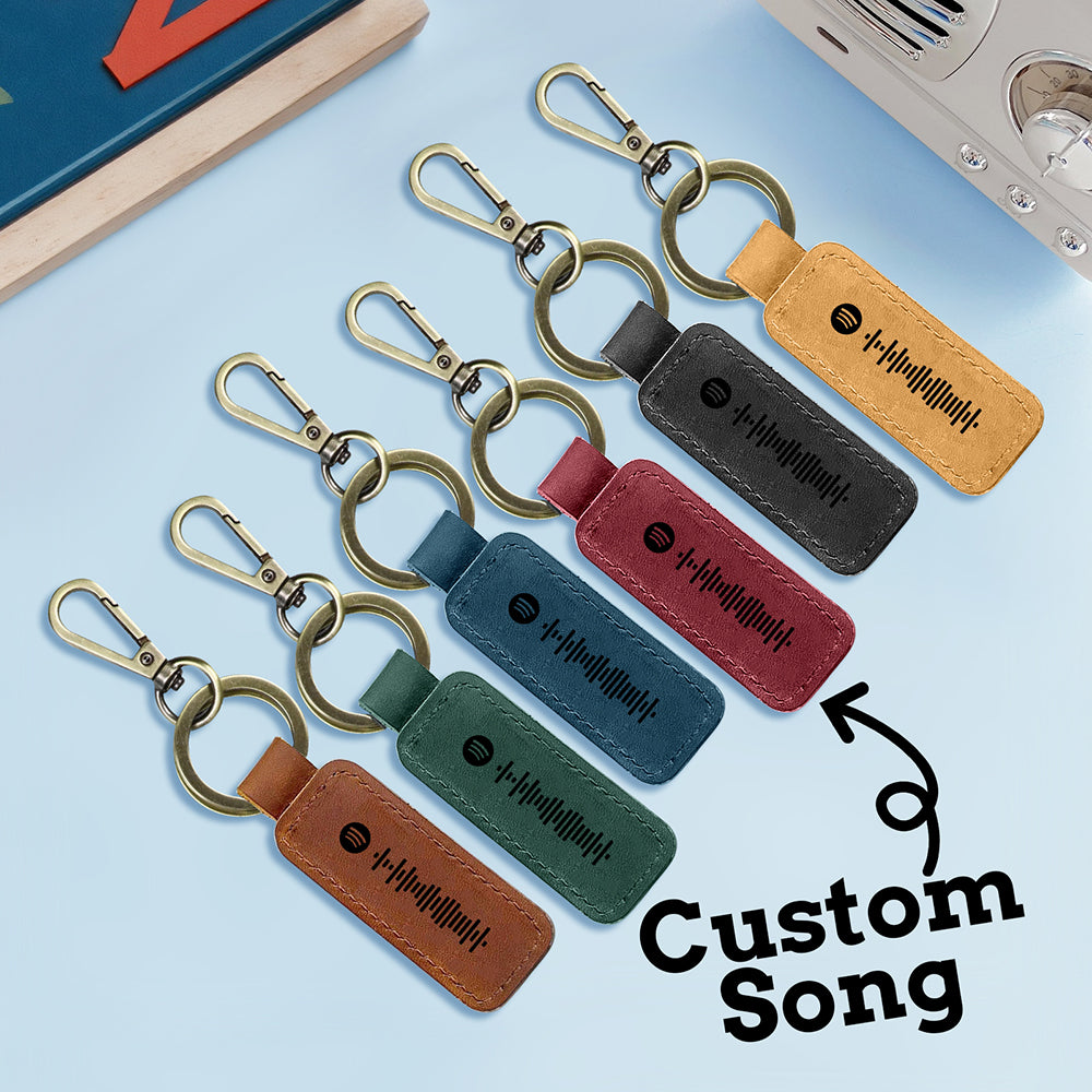 Custom Spotify Leather keychain Personalized Scannable Spotify keychain Anniversary Gift Valentines Day Gift Husband Birthday Gift