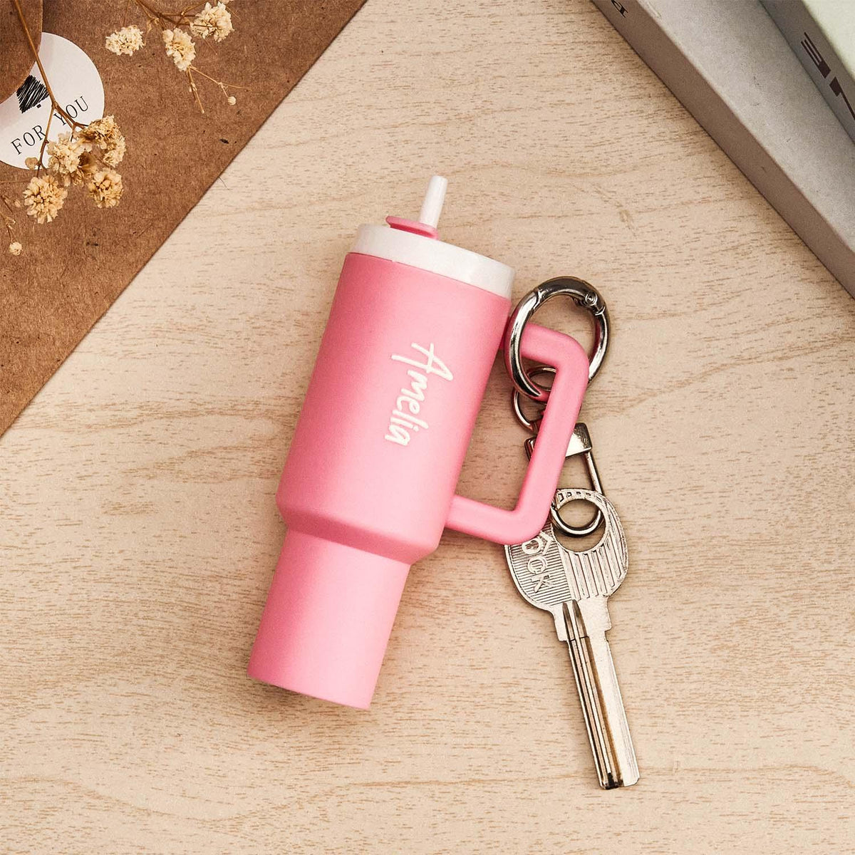 Personalized Keychain Custom Keychain Name Keychain Chapstick Holder Keychain Mini Keychain for Car Keys