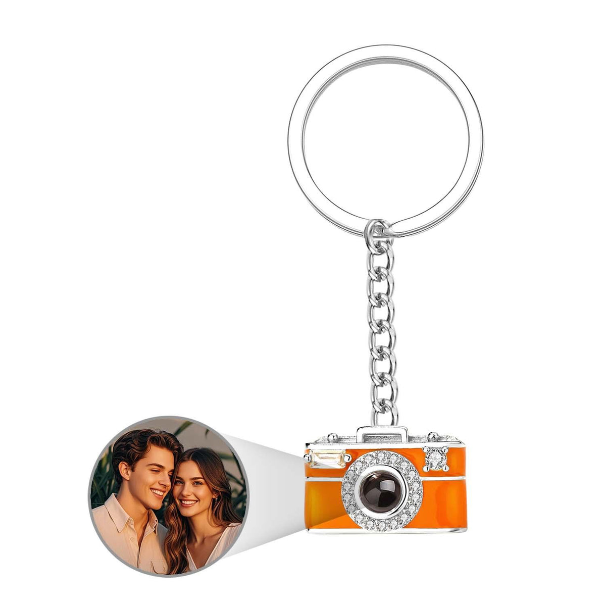 Personalized Photo Keychain Projection Gem Camera Keyring Anniversary Gifts for Her