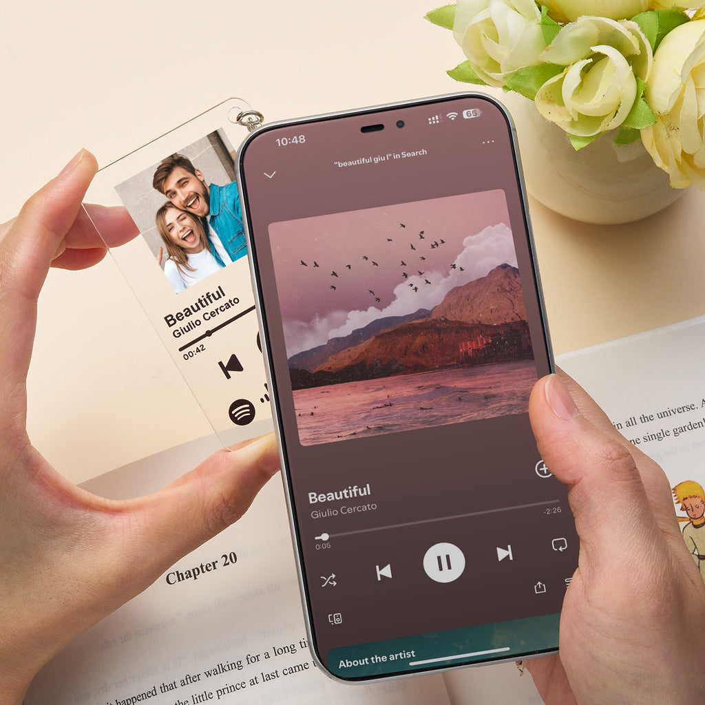 Custom NFC Music Keychain Custom Scannable Spotify Code Photo Keychain Acrylic Keychain Music Gift