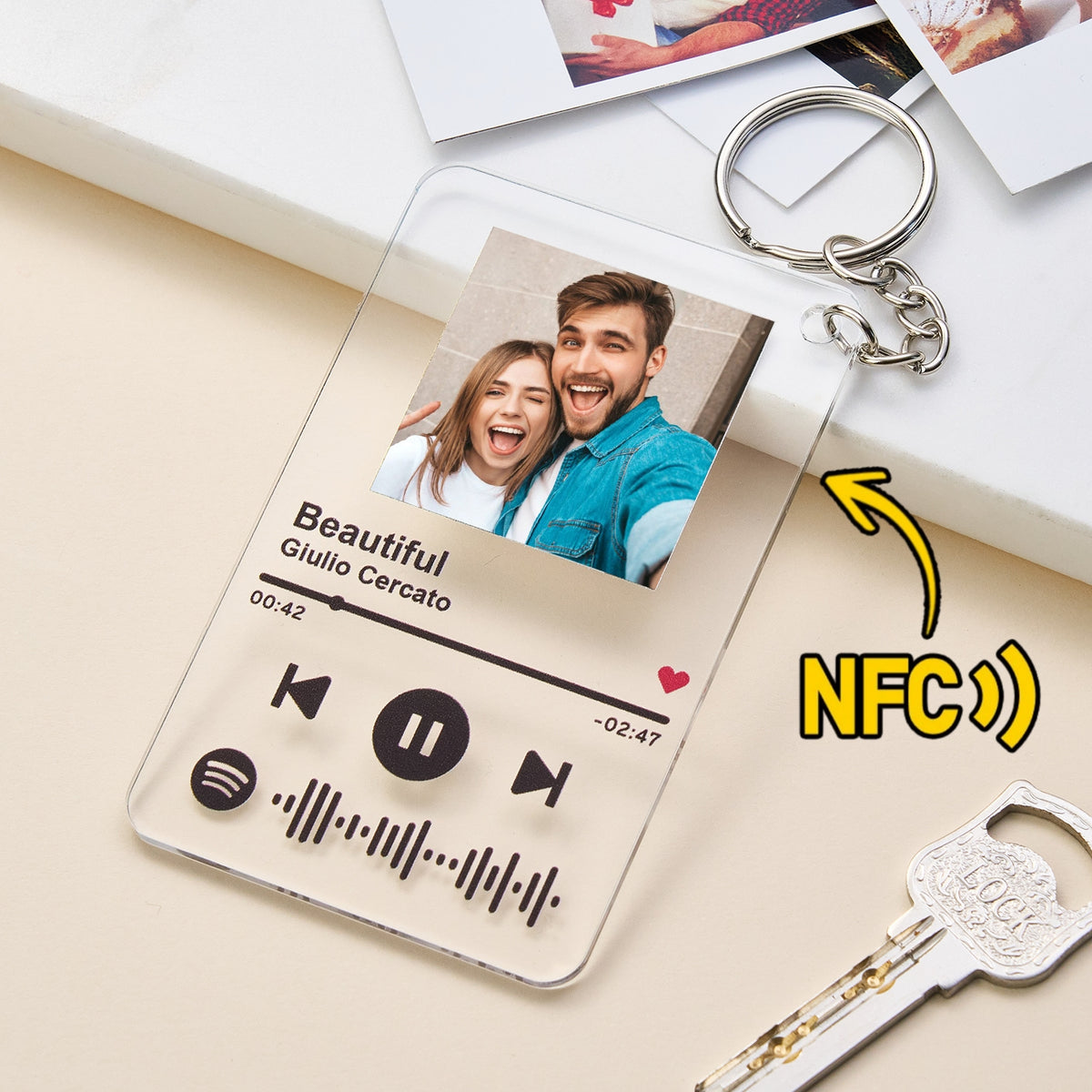 Custom NFC Music Keychain Custom Scannable Spotify Code Photo Keychain Acrylic Keychain Music Gift