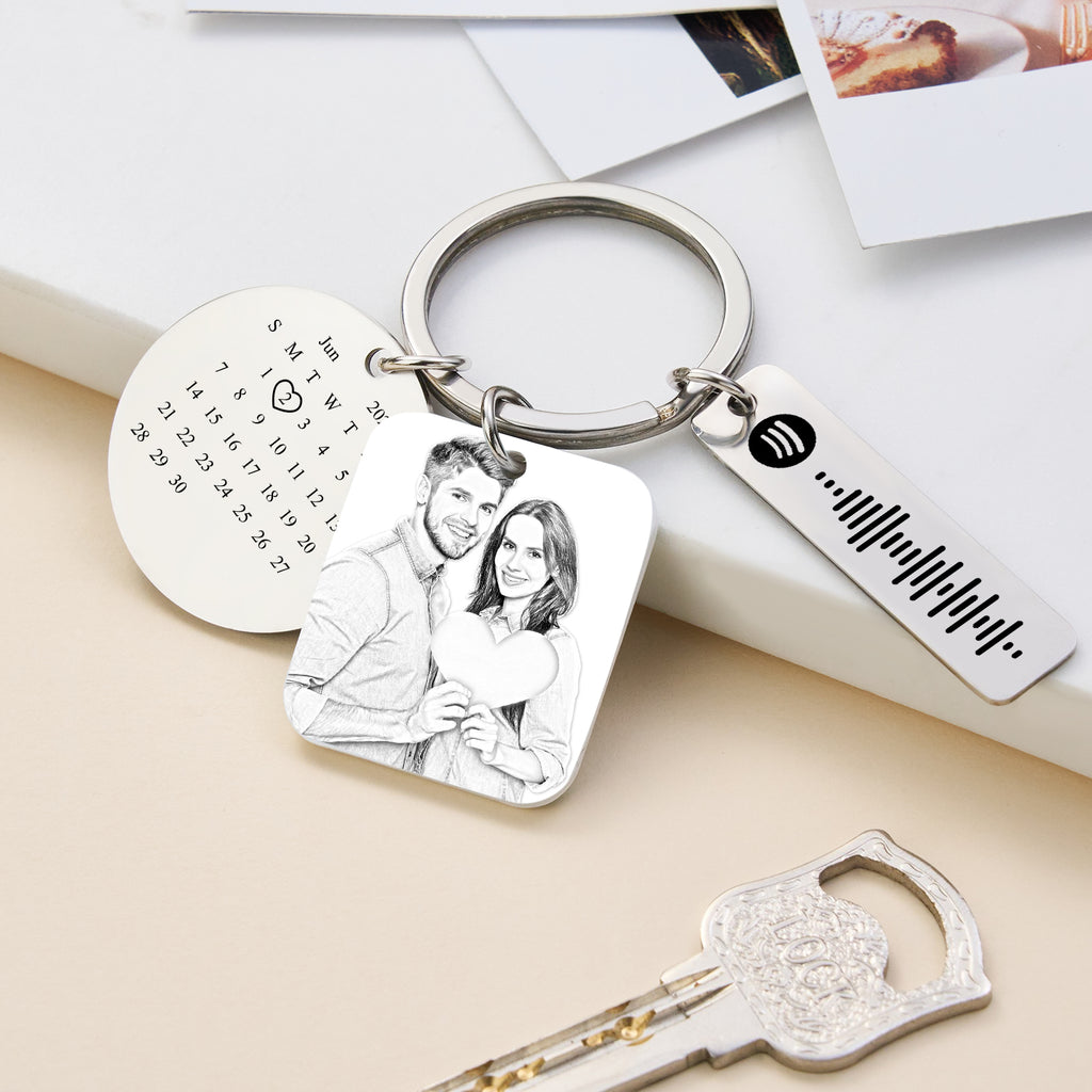 Custom NFC Photo Calendar Spotify Keychain Custom Song Keychain Gift for Lover