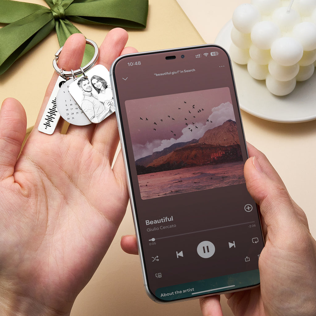 Custom NFC Photo Calendar Spotify Keychain Custom Song Keychain Gift for Lover