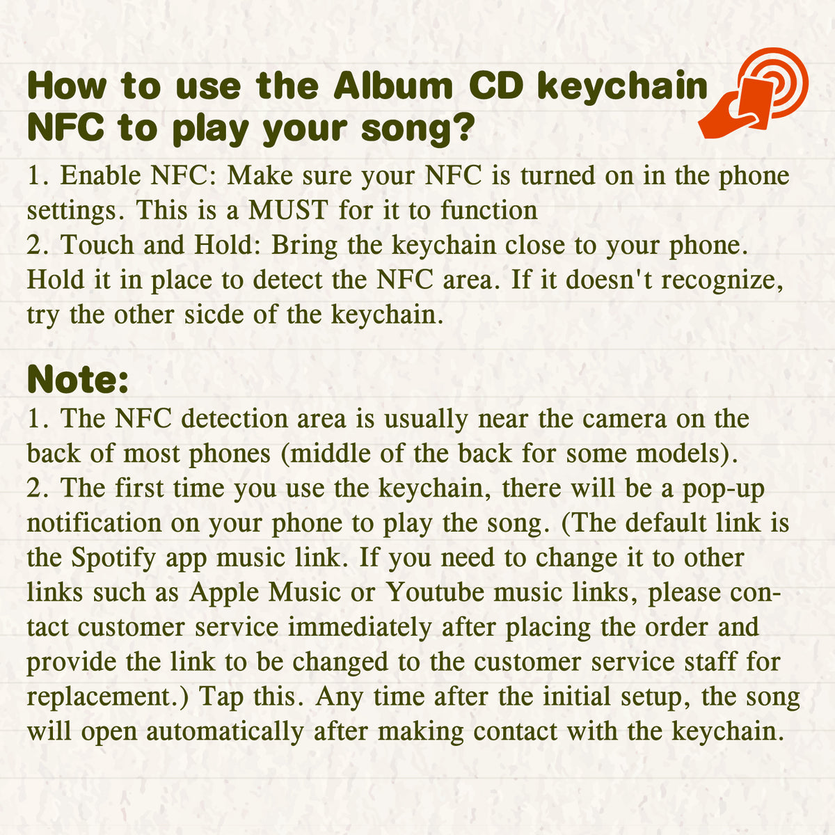 Custom NFC Music Song Keychain Scannable Spotify Code Keychain Music Gift
