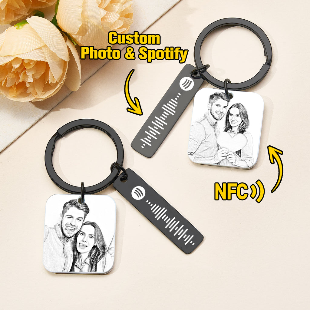 Custom NFC Music Song Keychain Scannable Spotify Code Keychain Music Gift