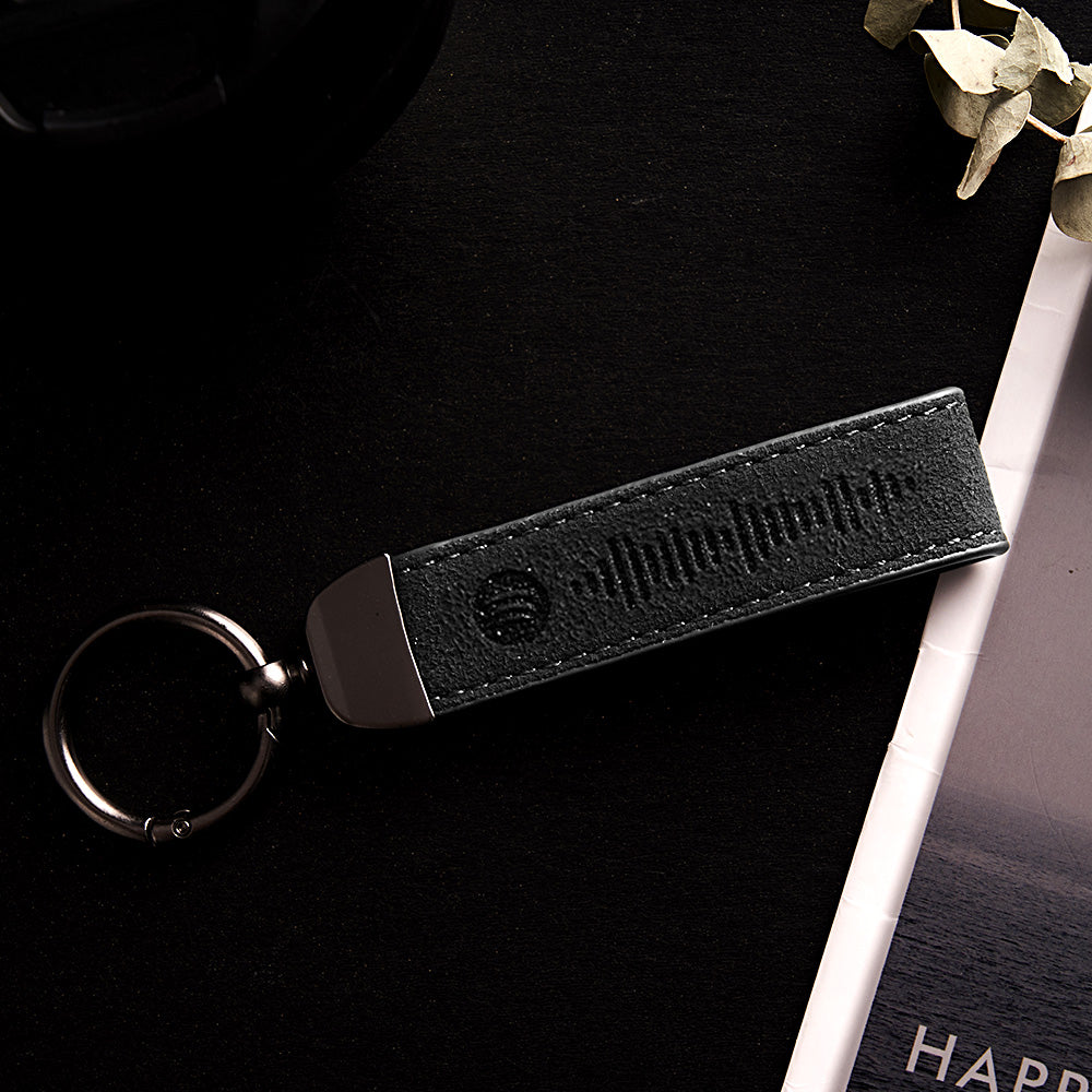 Custom Spotify Keychain Gift With Song BarCode Leather Keychain Gift For Her Boyfriend Girlfriend Gift