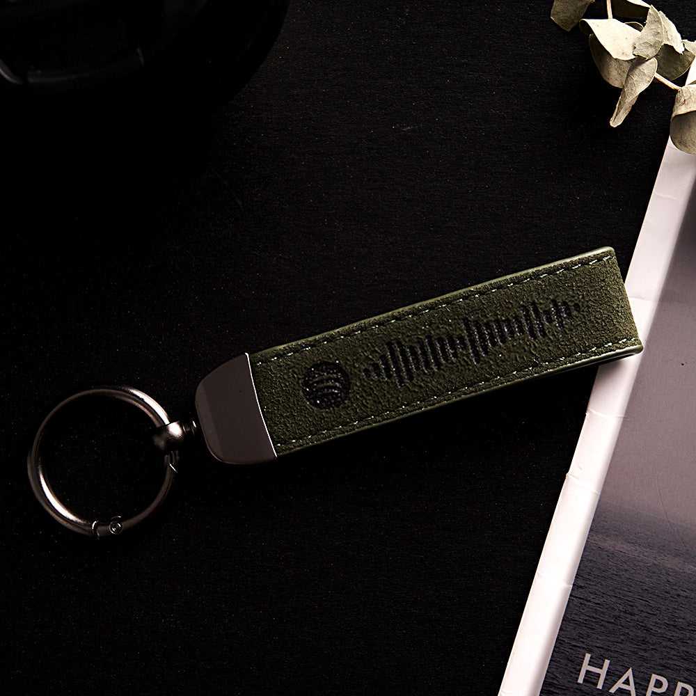 Custom Spotify Keychain Gift With Song BarCode Leather Keychain Gift For Her Boyfriend Girlfriend Gift