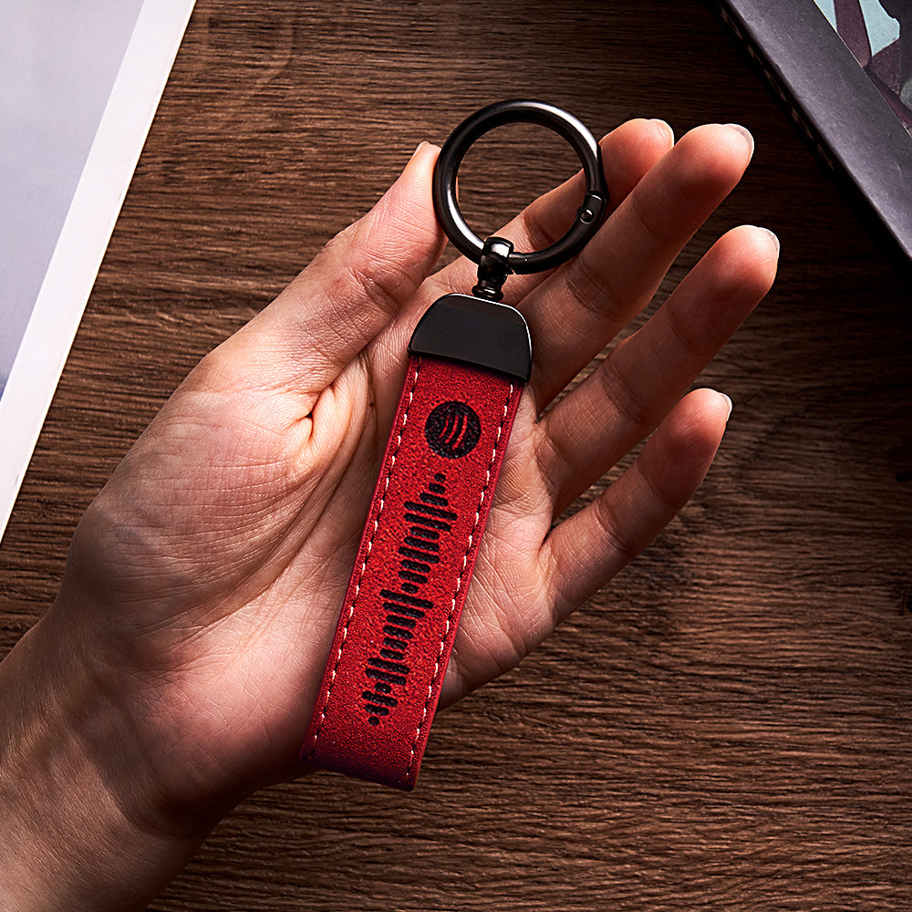 Custom Spotify Keychain Gift With Song BarCode Leather Keychain Gift For Her Boyfriend Girlfriend Gift