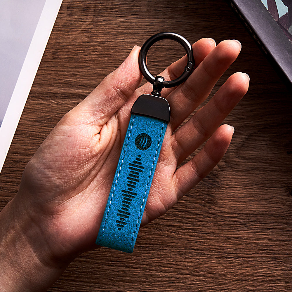 Custom Spotify Keychain Gift With Song BarCode Leather Keychain Gift For Her Boyfriend Girlfriend Gift