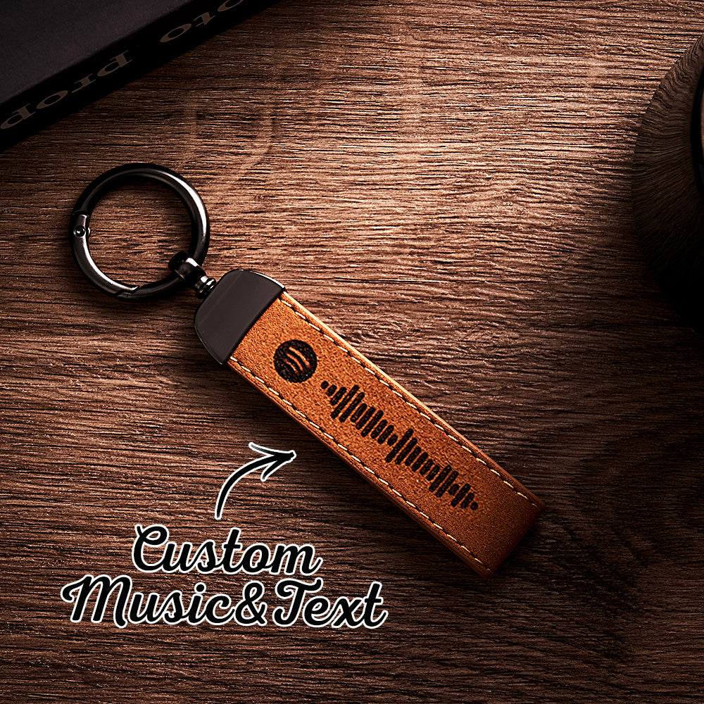 Custom Spotify Keychain Gift With Song BarCode Leather Keychain Gift For Her Boyfriend Girlfriend Gift