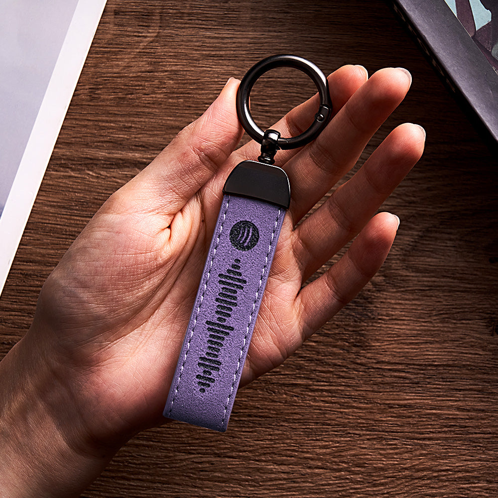 Custom Spotify Keychain Gift With Song BarCode Leather Keychain Gift For Her Boyfriend Girlfriend Gift