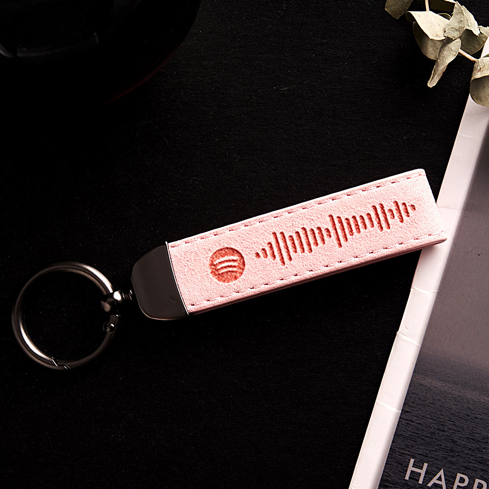 Custom Spotify Keychain Gift With Song BarCode Leather Keychain Gift For Her Boyfriend Girlfriend Gift