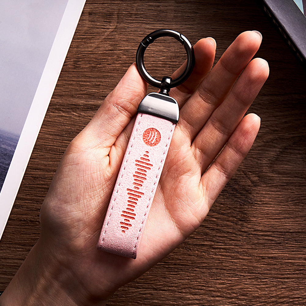 Custom Spotify Keychain Gift With Song BarCode Leather Keychain Gift For Her Boyfriend Girlfriend Gift