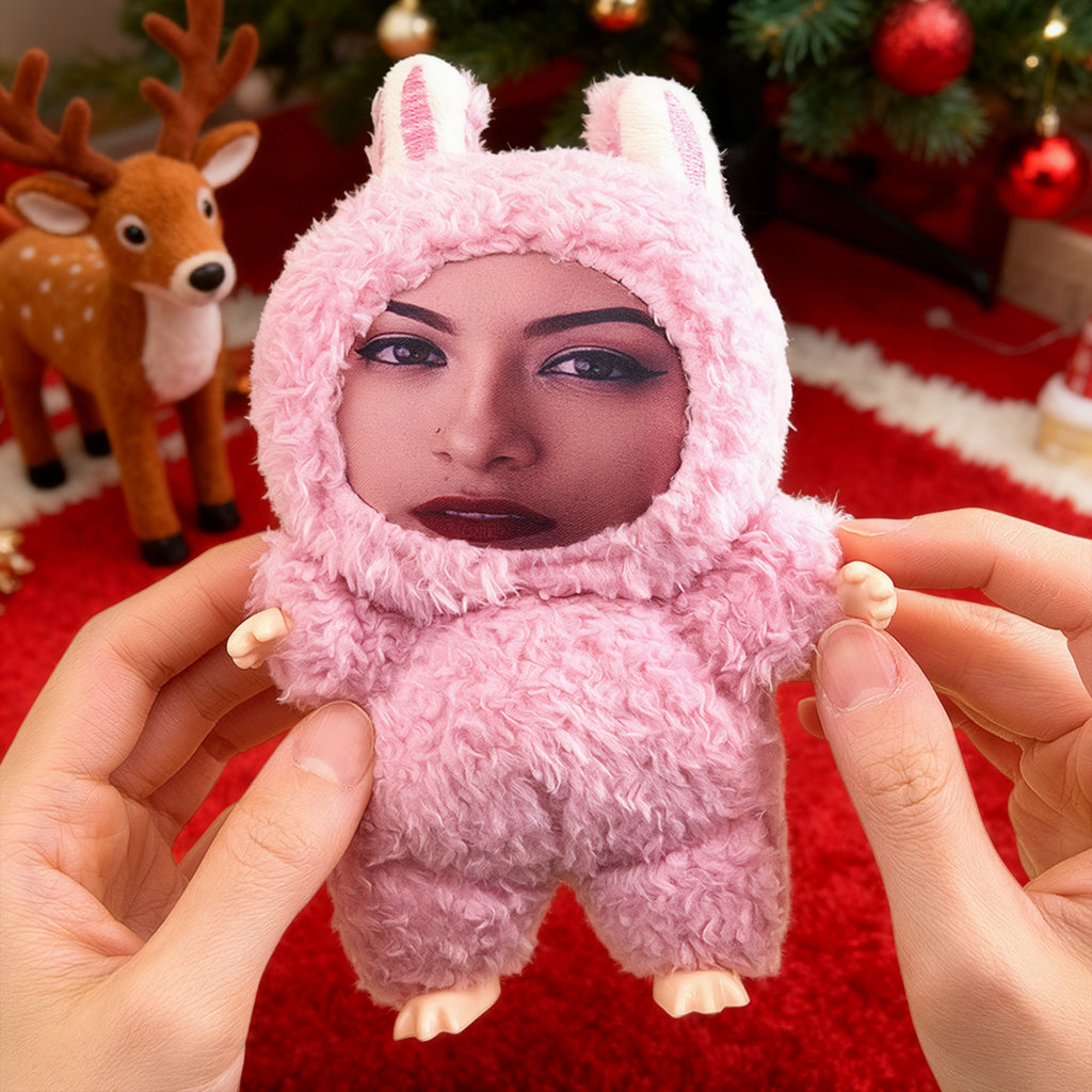 Custom Photo Keychain Doll DIY Plush Big Face Doll Pendant Prank Friend Doll Pendant
