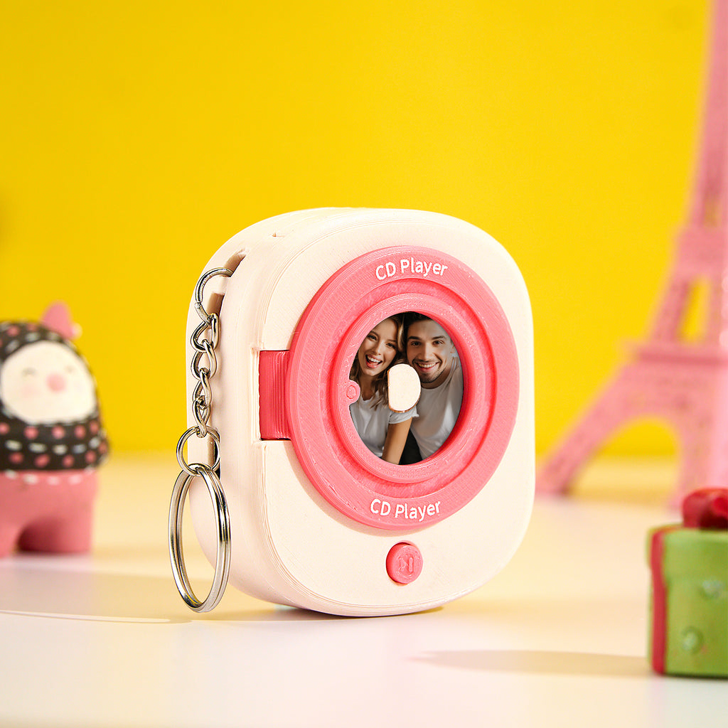 Custom Music CD Record Player Keychain Photo Keychain with Removable Disc