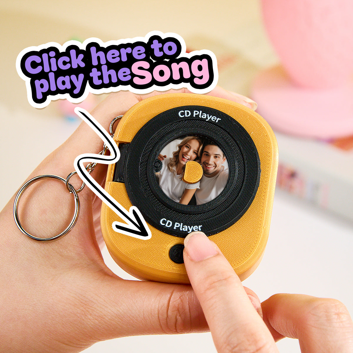 Custom Music CD Record Player Keychain Photo Keychain with Removable Disc