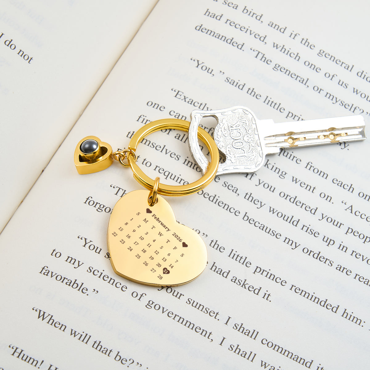 Custom Photo Calendar Keychain Heart Projection Keychain Christmas Gift