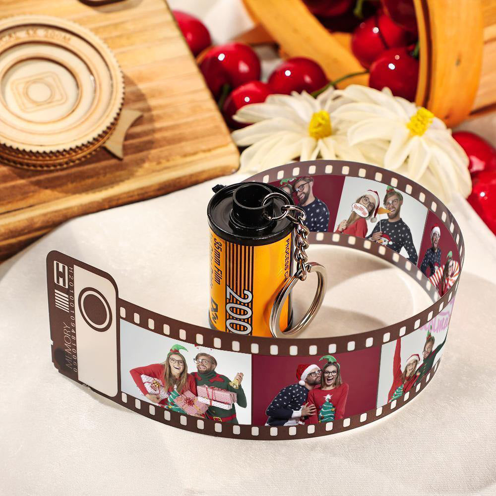 Scannable Music Code Camera Roll Keychain Music Photo Engraved Film Keychain Gifts for Him Green Color 15 Pics