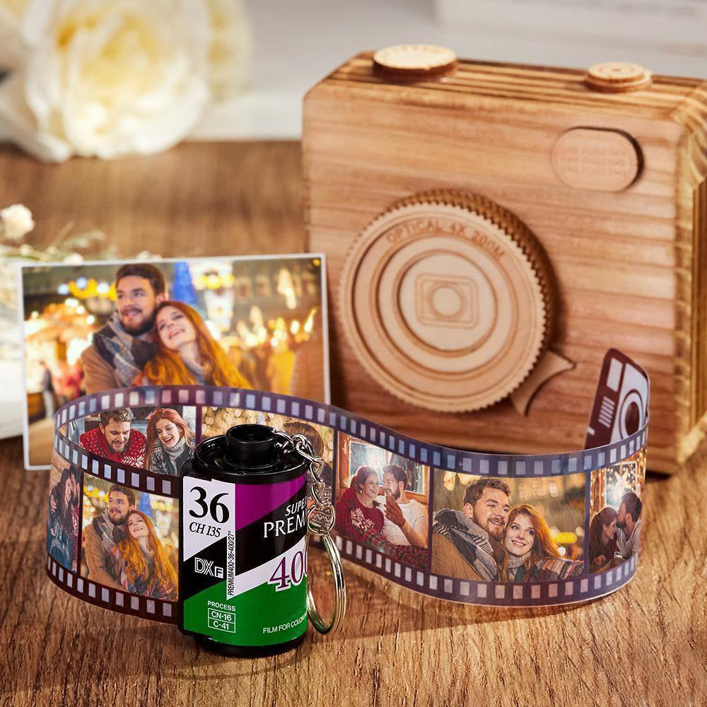 10 Pics Custom Photo Camera Roll Keychain Customized Photo Gifts for Family Green Color
