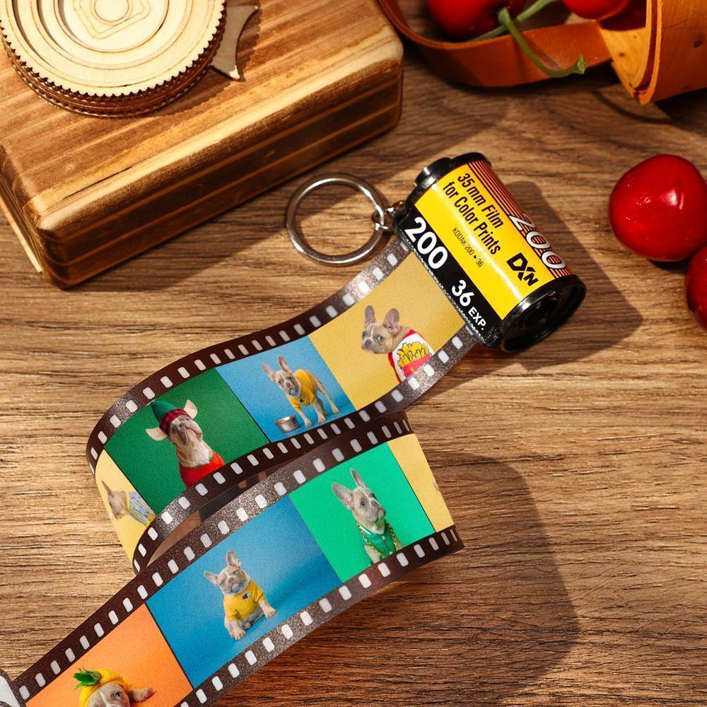5 Pics Custom Photo Film Roll Keychain with Pictures Customized Photo Christmas Gifts for Family
