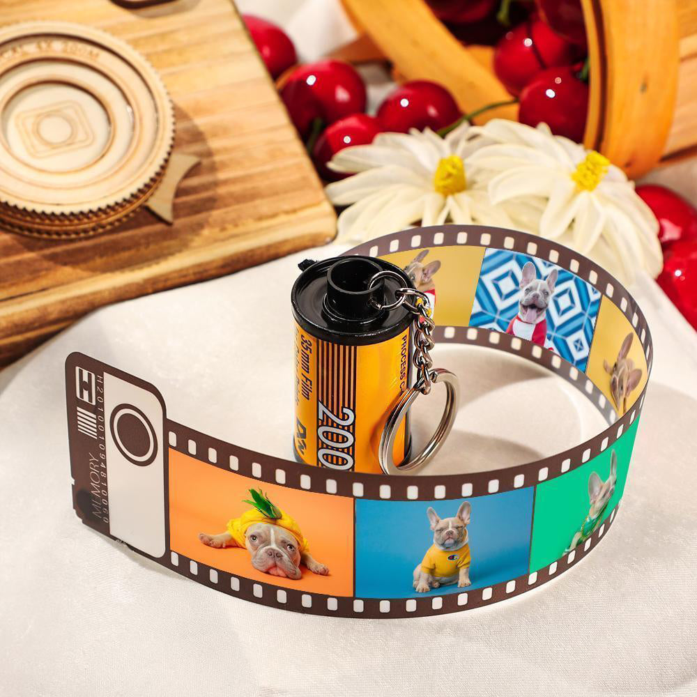 5 Pics Custom Photo Camera Roll Keychain with Pictures Customized Photo Gifts  with Package for Family