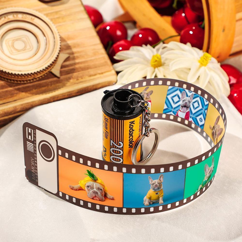 5 Pics Custom Photo Film Roll Keychain with Pictures Customized Photo Christmas Gifts for Family