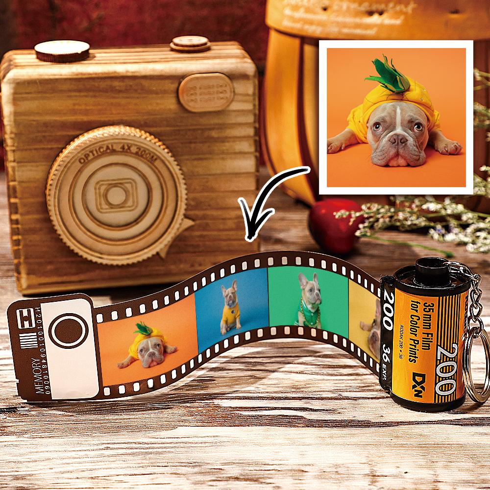 5 Pics Custom Photo Camera Roll Keychain with Pictures Customized Photo Gifts for Pet