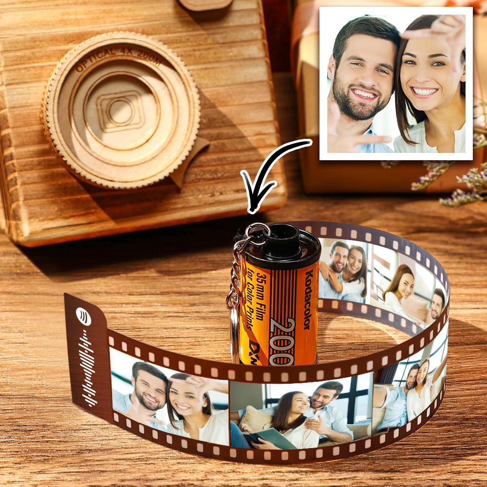 Scannable Spotify Code Film Keychain Spotify Photo Engraved Film Keychain Gifts for Couple's Green 5 Pics