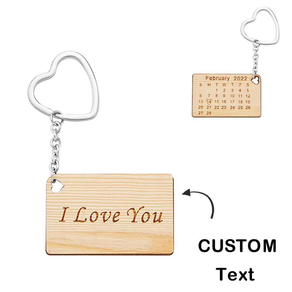 Custom Engraved Calendar Keychain Save the Date Keychain Valentine's Day Gift for Lover