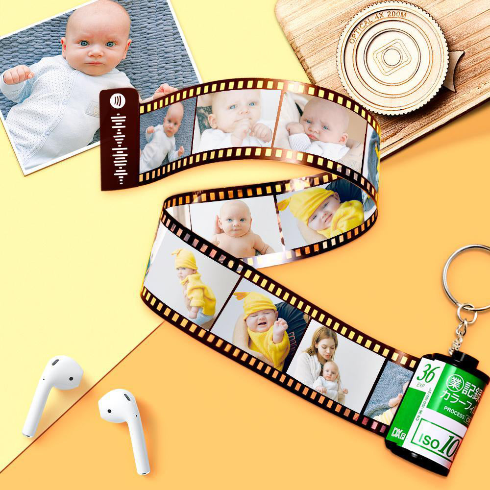 Scannable Spotify Code Camera Roll Keychain Spotify Photo Engraved Film Keychain Gifts for Her 15 Pics
