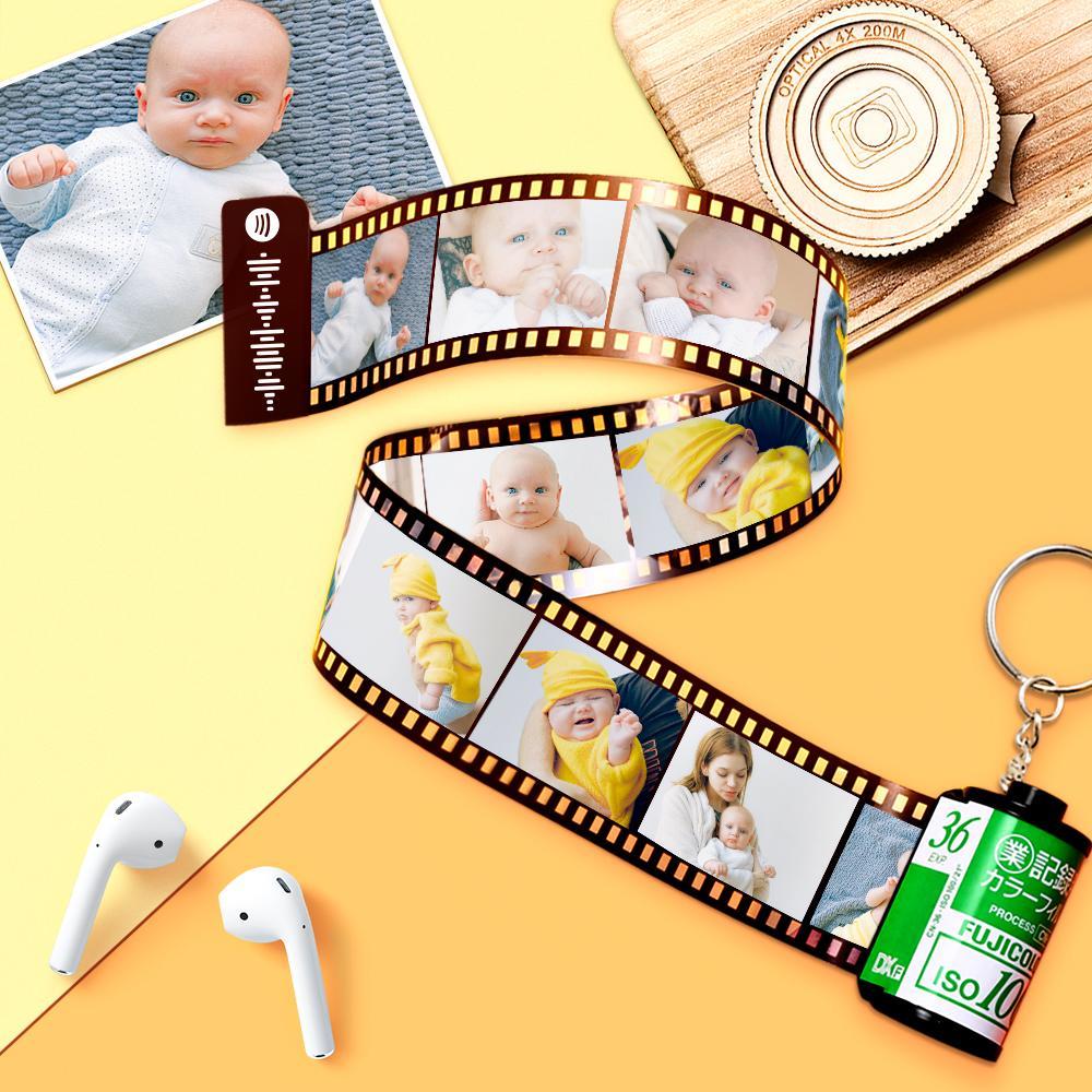 Scannable Spotify Code Film Keychain Spotify Photo Engraved Film Keychain Gifts for Him Green Color 15 Pics
