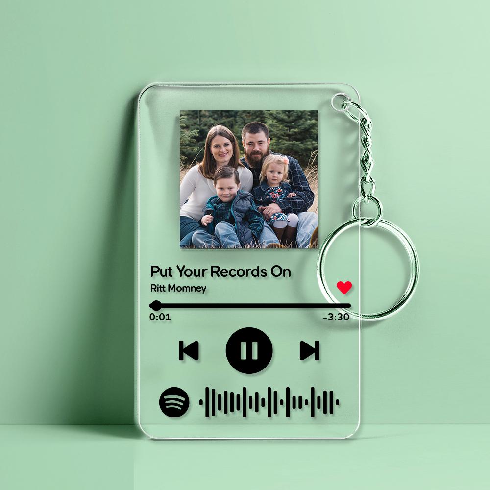 Scannable Spotify Code Plaque Keychain Music and Photo Acrylic Family Gifts