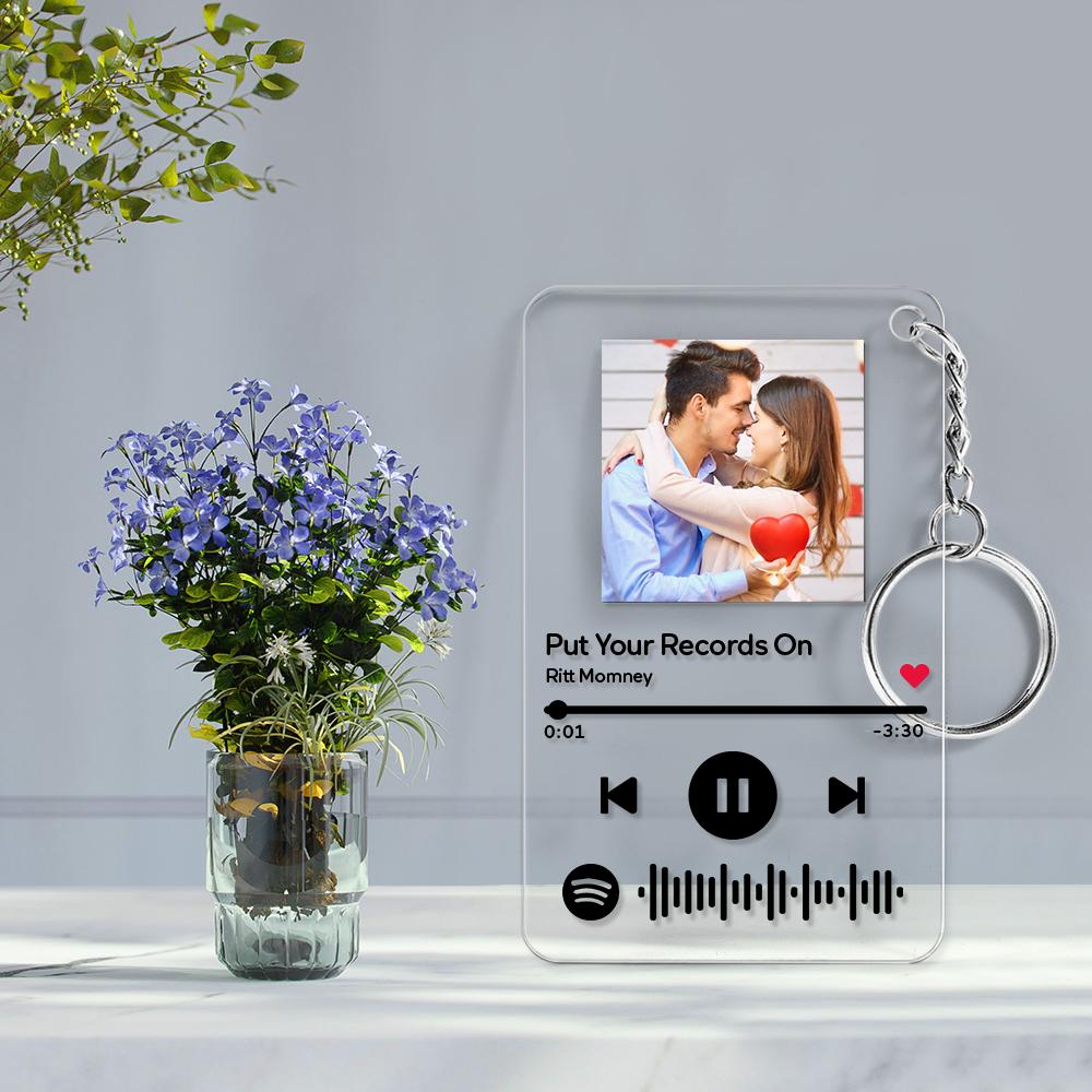 Custom Spotify Keychain Scannable Music Spotify Keyring Green Monday Gifts