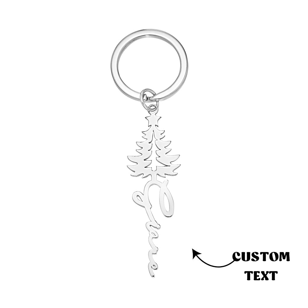 Custom Engraved Name Keychain Christmas Tree Keyring Gift for Her