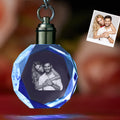 Custom Photo Crystal Keychain Couple Keepake Crystal Keychain  Octagon Shape Photo Keychain