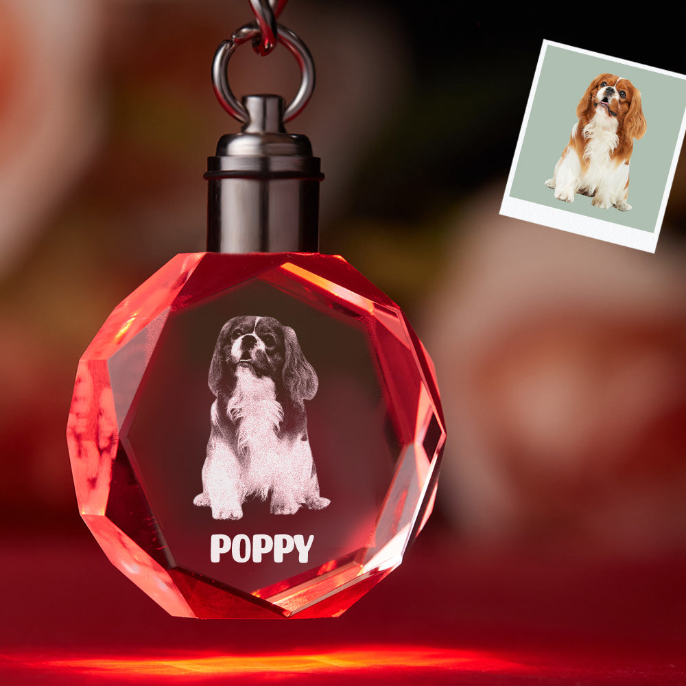 Custom Photo Crystal Keychain Pet Keepake Crystal Keychain  Octagon Shape Photo Keychain