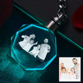 Custom Photo Crystal Keychain Family Keepake Crystal Keychain  Octagon Shape Photo Keychain