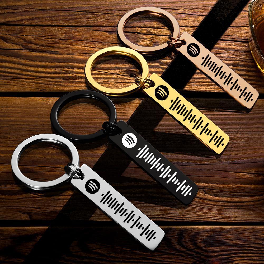 Scannable Spotify Code Keychain, Custom Music Song Keychains Black Green Monday Gifts