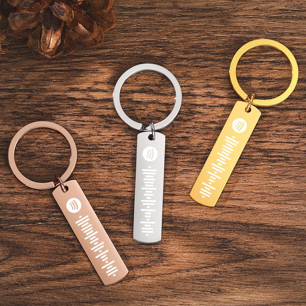 Scannable Custom Spotify Code Keychain Engraved Music Song Keychain Memorial Gifts Rose Gold Color