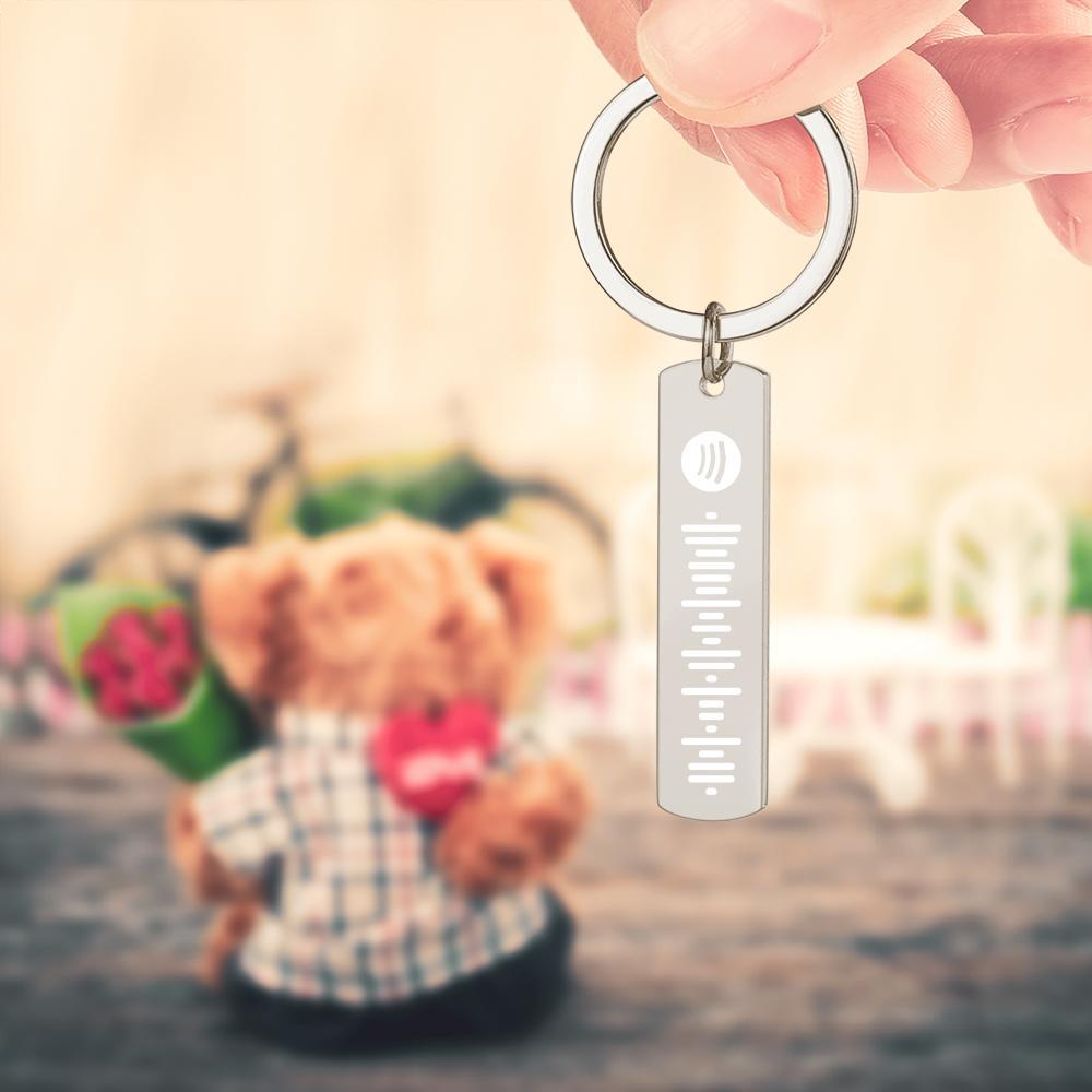 Scannable Spotify Code Keychain Engraved Music Song Keychain Gifts for Him