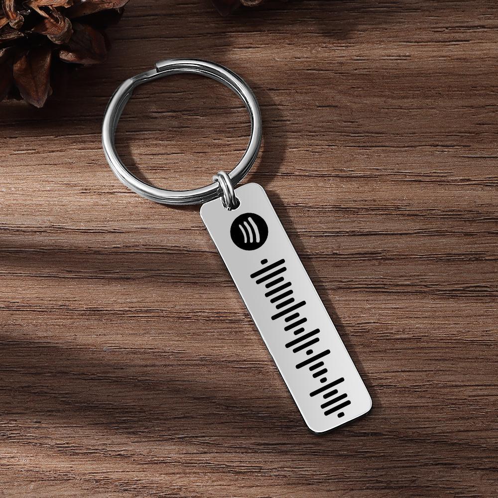 Spotify Code Keychain, Scannable Engraved Custom Music, Song Keychain Gifts for Him - Double Sided
