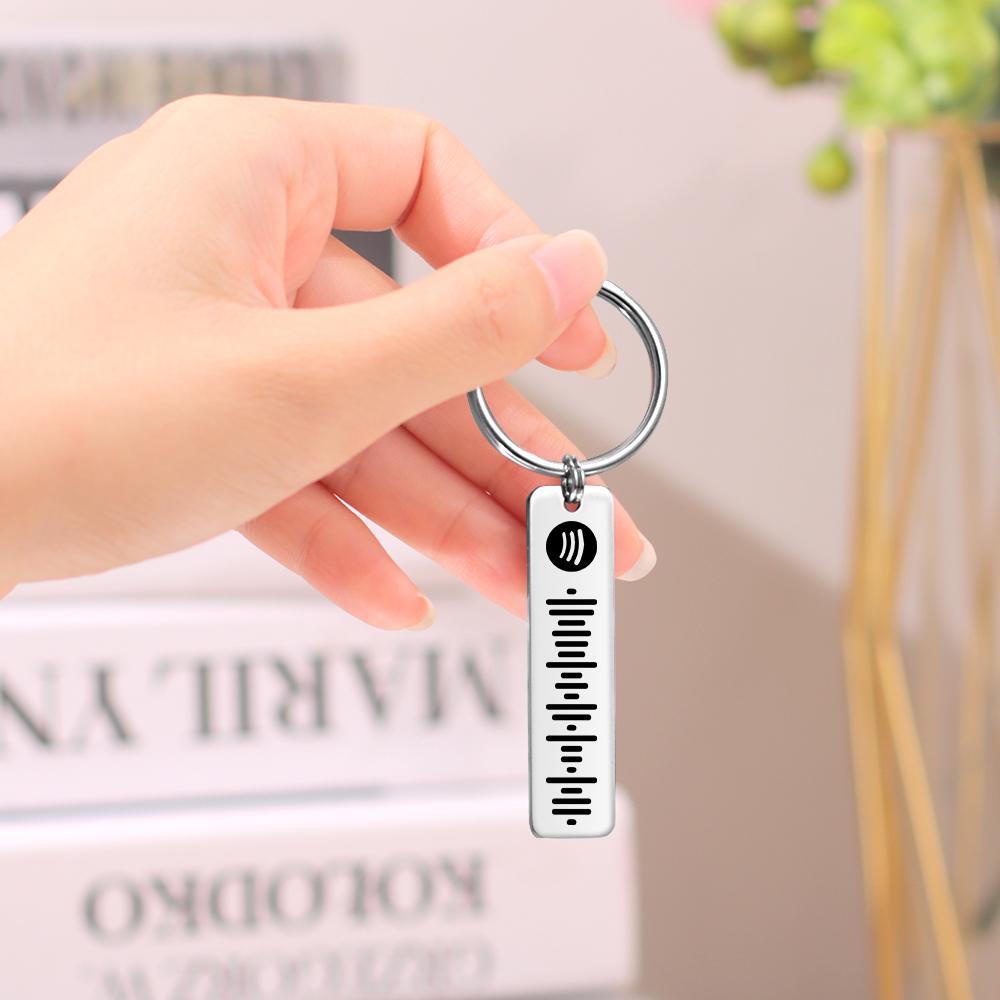 Spotify Code Keychain, Scannable Engraved Custom Music, Song Keychain Gifts for Him - Double Sided