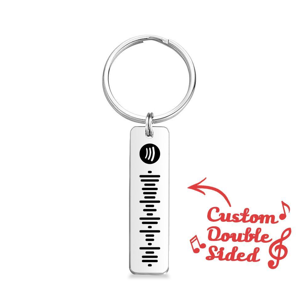 Spotify Code Keychain, Scannable Engraved Custom Music, Song Keychain Gifts for Him - Double Sided