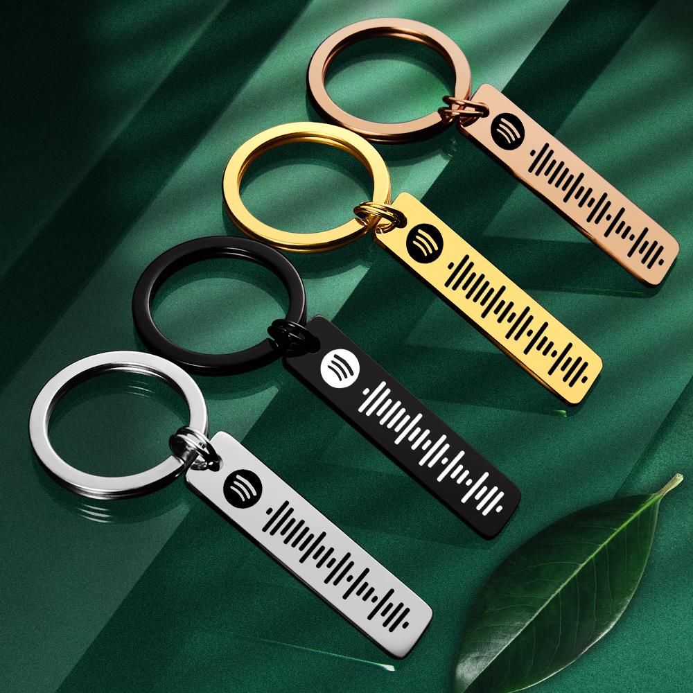 Scannable Spotify Code Keychain, Custom Music Song Keychains Black Green Monday Gifts
