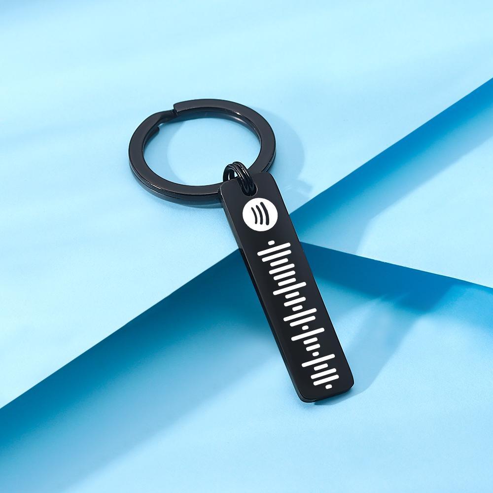 Scannable Spotify Code Keychain, Custom Music Song Keychains Black Double Sided