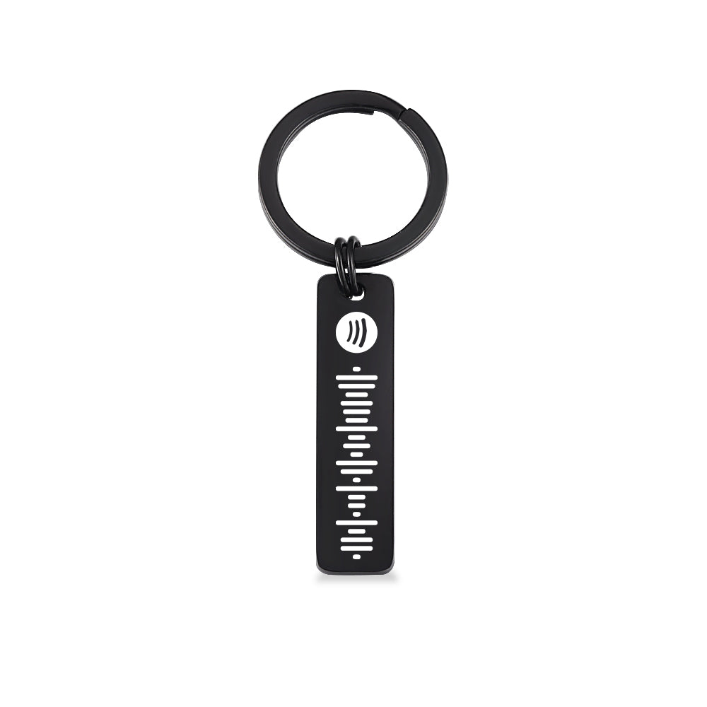 Scannable Spotify Code Keychain, Custom Music Song Keychains Black Double Sided